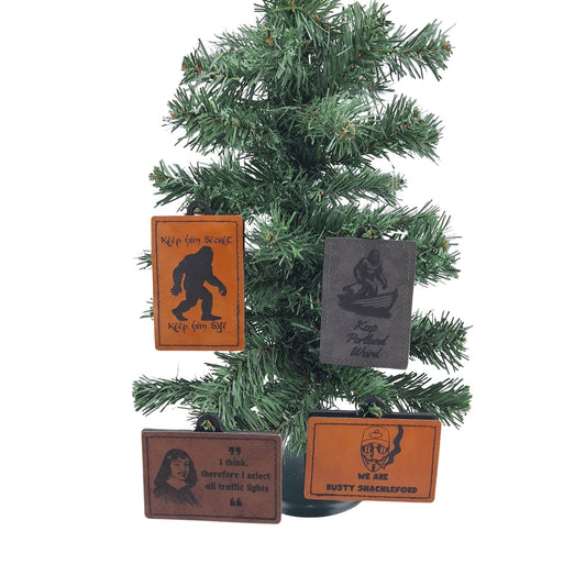 Christmas Tree Patch Adapter – Hang Patches or Magnets on Your Tree (Velcro or Magnet) Main product image.Shows product being used as intended on cristmas tree with example patches and magnets on them respectivly. Looks good enough to buy as gifts for the whole family