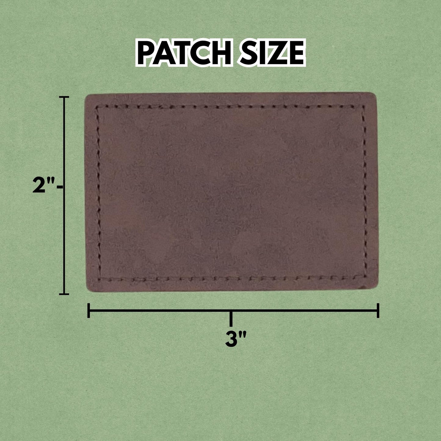 The World Burns Softer with you beside me - Leather Patch  - Magnet, Hook and Loop, Iron on and Sew on available in Magnet, Hook and Loop, Iron On and Sew On with four leather color options. Fourth product image showing the patch size with measurements of 3 by 2 inches.